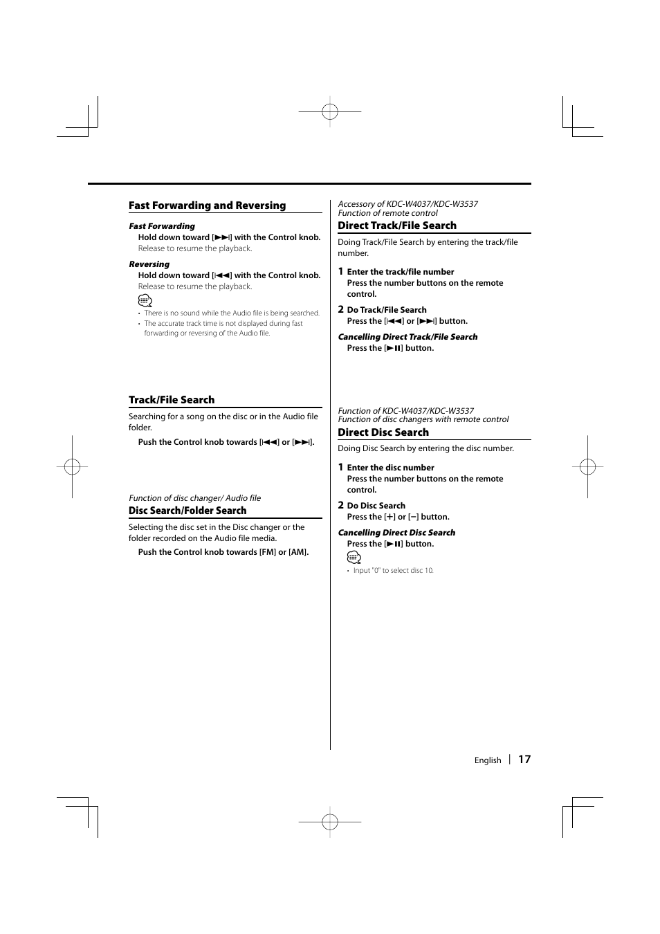 Kenwood KDC-W4037 User Manual | Page 17 / 36