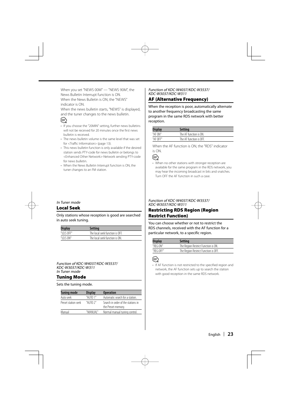 Kenwood KDC-W4037 User Manual | Page 23 / 36