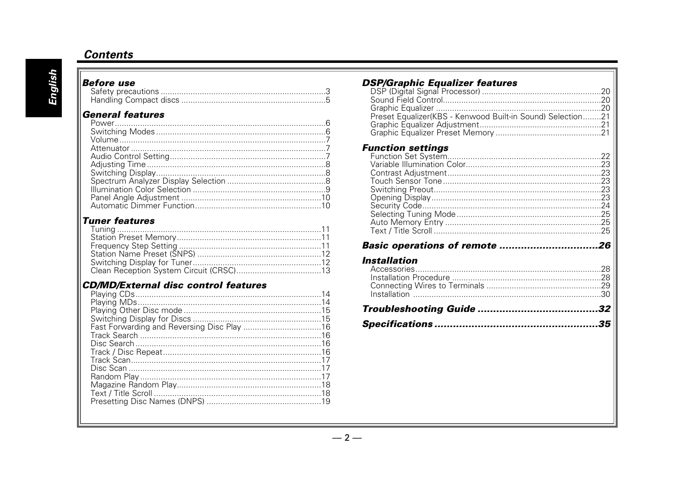 Kenwood DPX-7010MD User Manual | Page 2 / 36