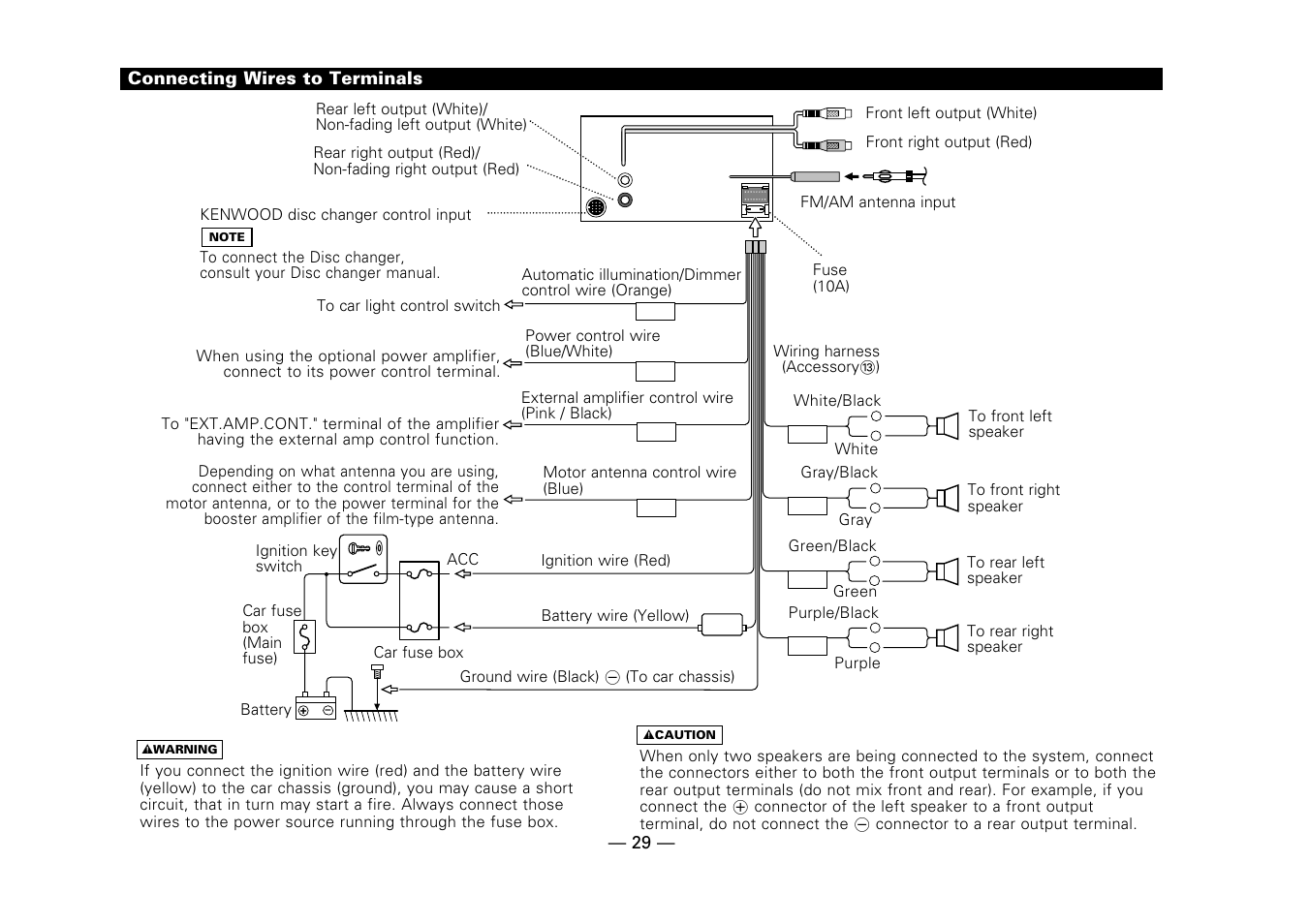 Connecting wires to terminals | Kenwood DPX-7010MD User Manual | Page 29 / 36