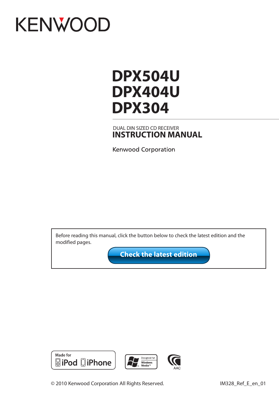 Kenwood DPX304 User Manual | 79 pages