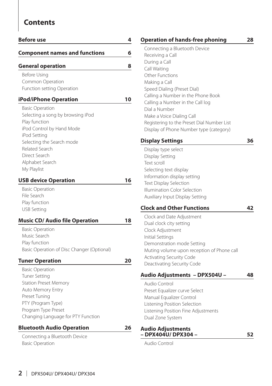 Kenwood DPX304 User Manual | Page 2 / 79