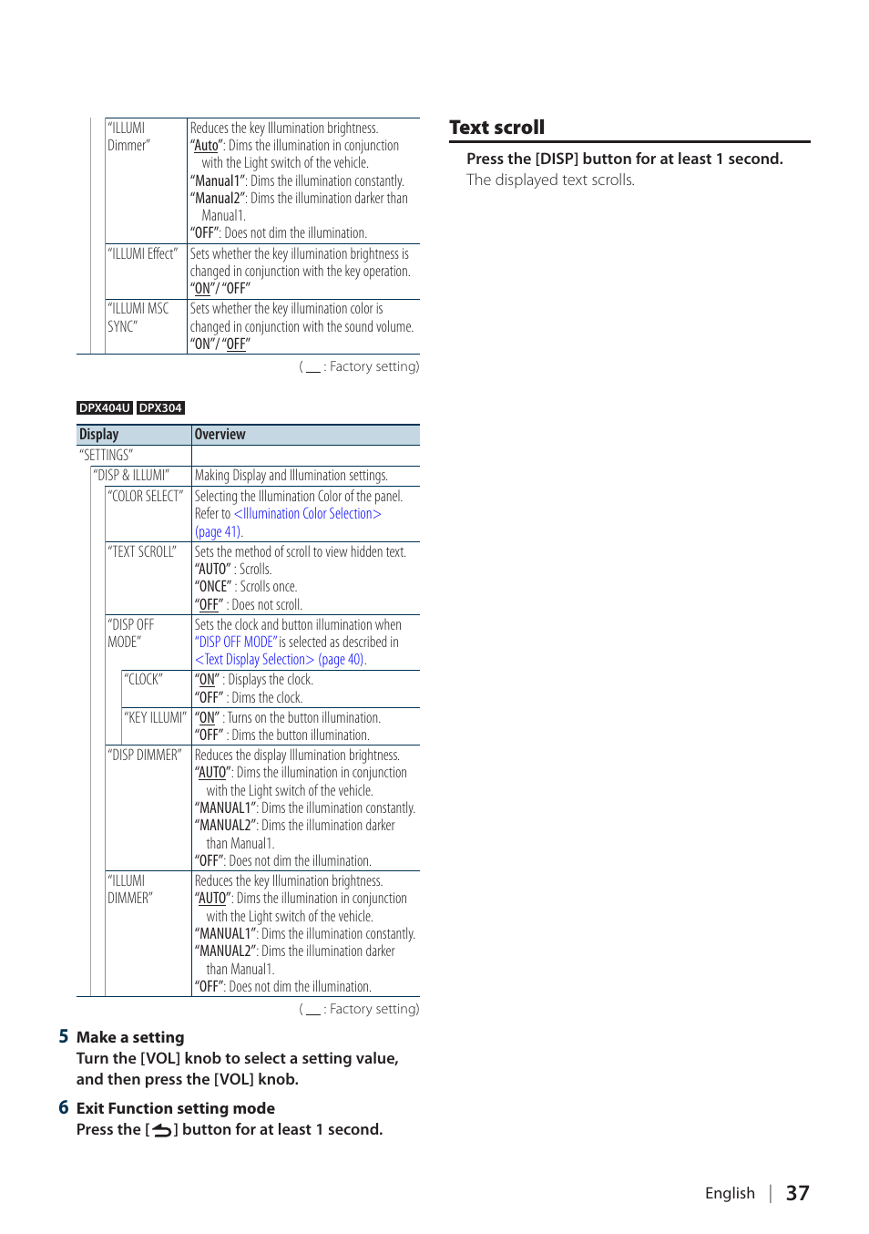 Text scroll | Kenwood DPX304 User Manual | Page 37 / 79