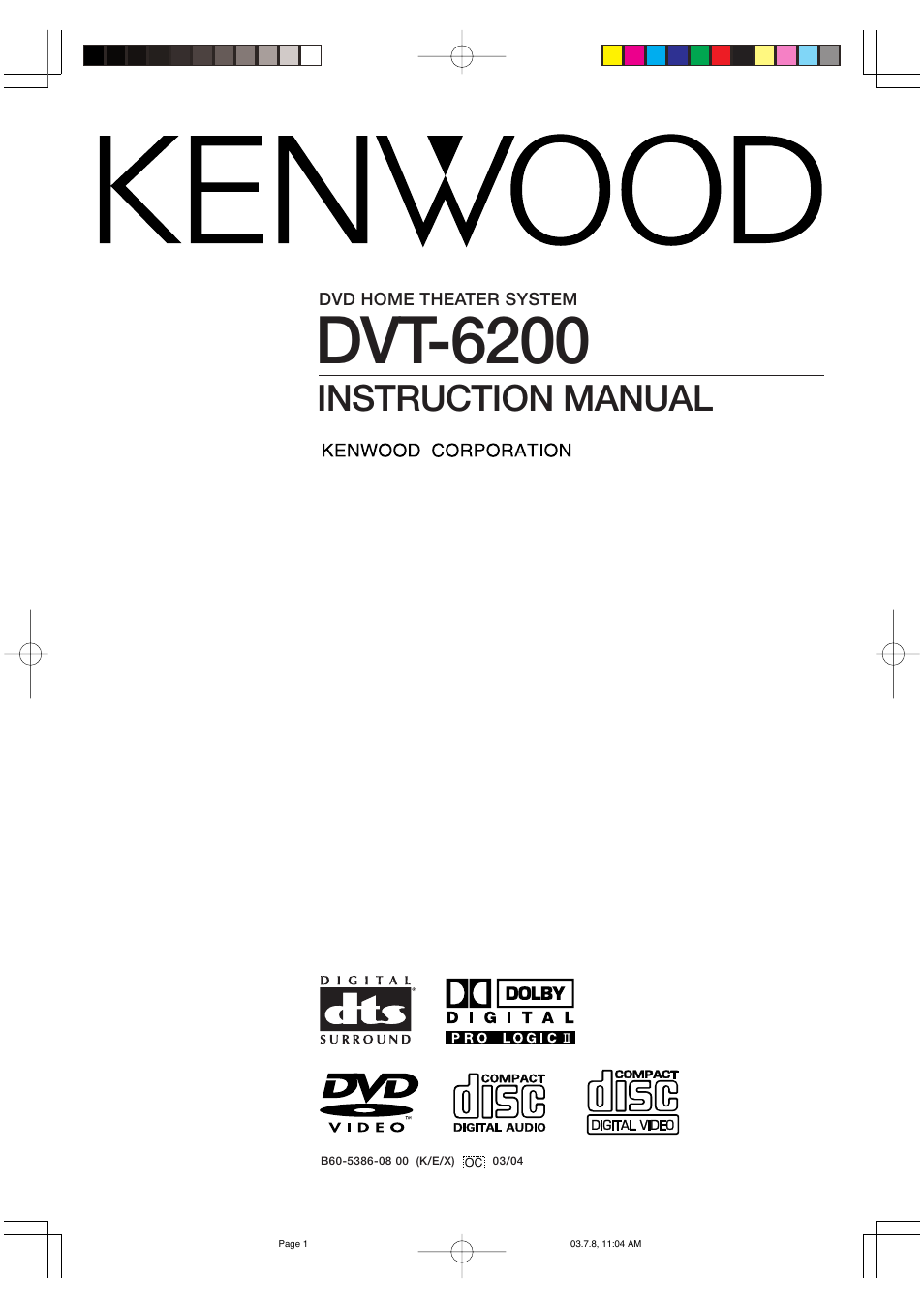 Kenwood DVT-6200 User Manual | 60 pages