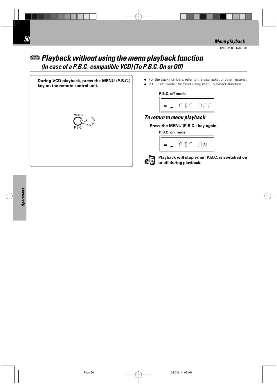 Playback without using the menu playback function | Kenwood DVT-6200 User Manual | Page 50 / 60