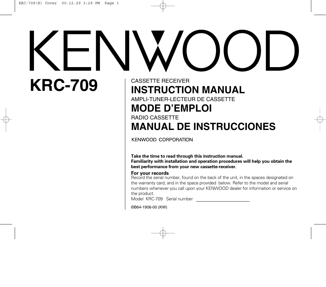 Kenwood KRC-709 User Manual | 39 pages