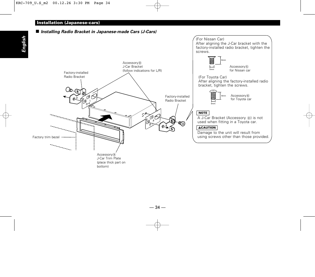 Installation (japanese-cars), English | Kenwood KRC-709 User Manual | Page 34 / 39