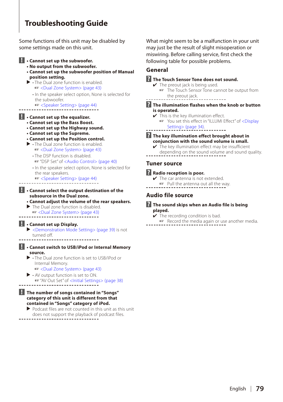 Troubleshooting guide | Kenwood DIGITAL MEDIA RECEIVER KIV-BT900 User Manual | Page 79 / 84