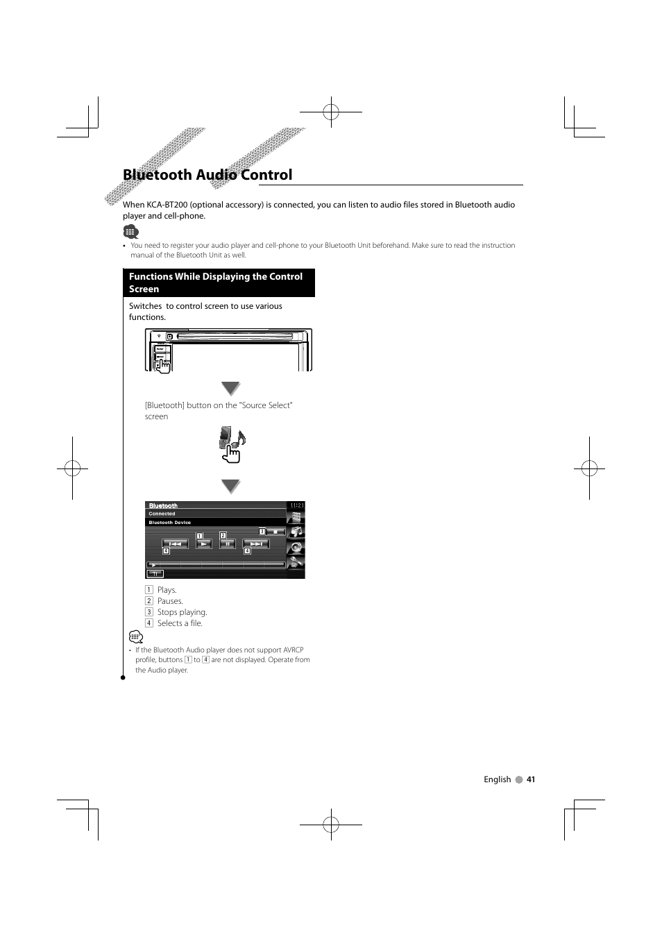 Bluetooth audio control | Kenwood DDX5034M User Manual | Page 41 / 92