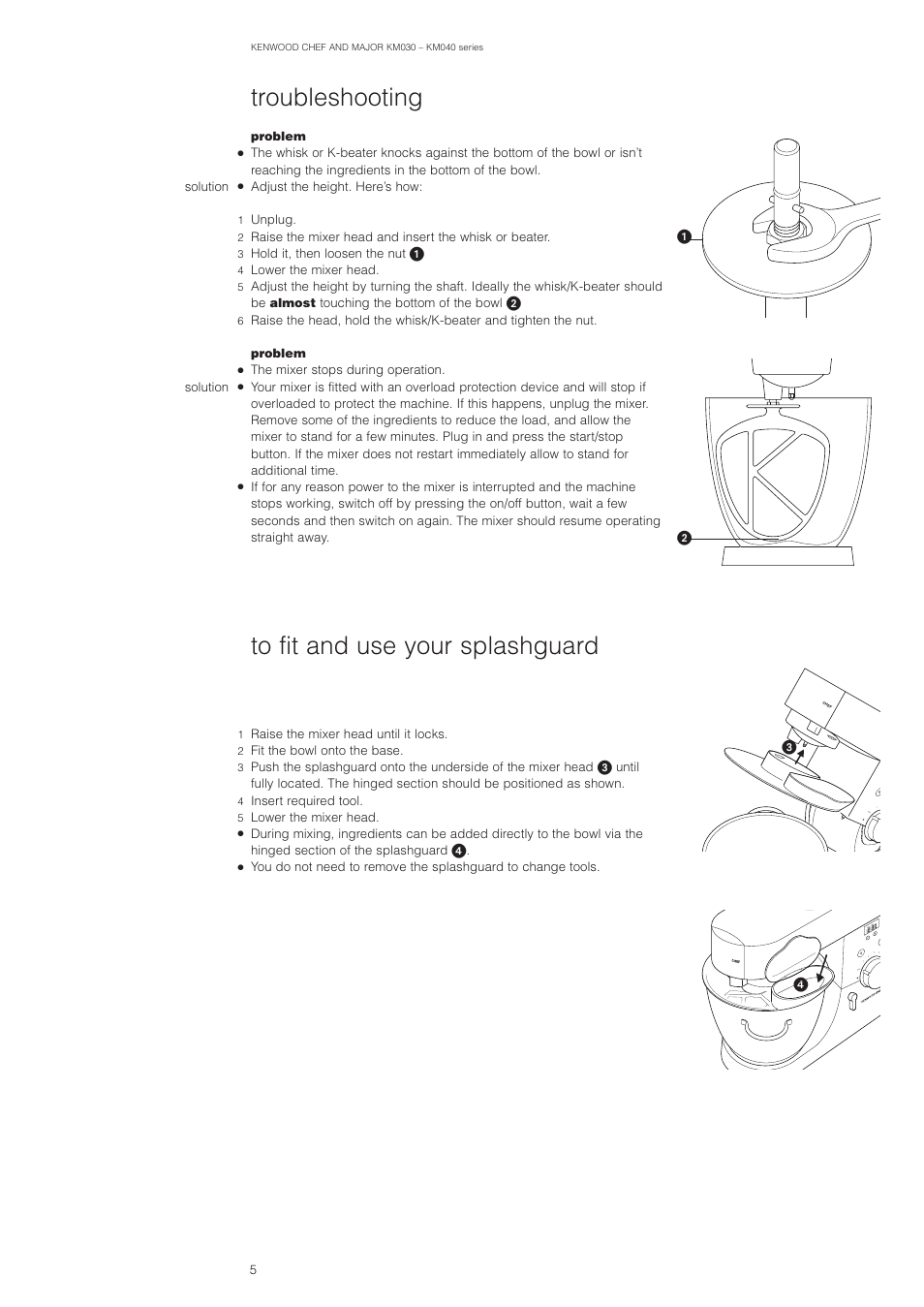 Troubleshooting | Kenwood MAJOR KM040 User Manual | Page 6 / 12