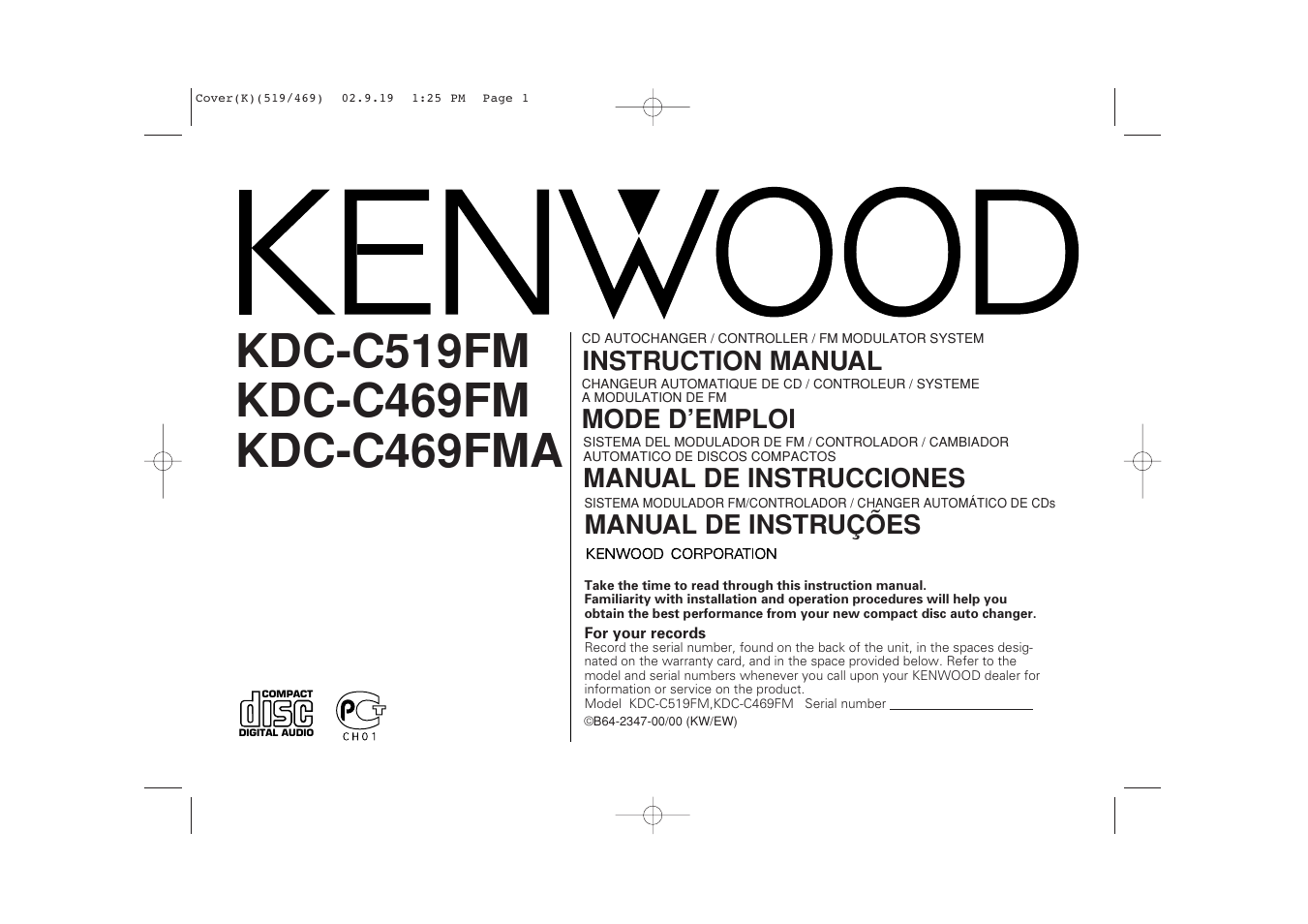 Kenwood KDC-C469FM User Manual | 80 pages