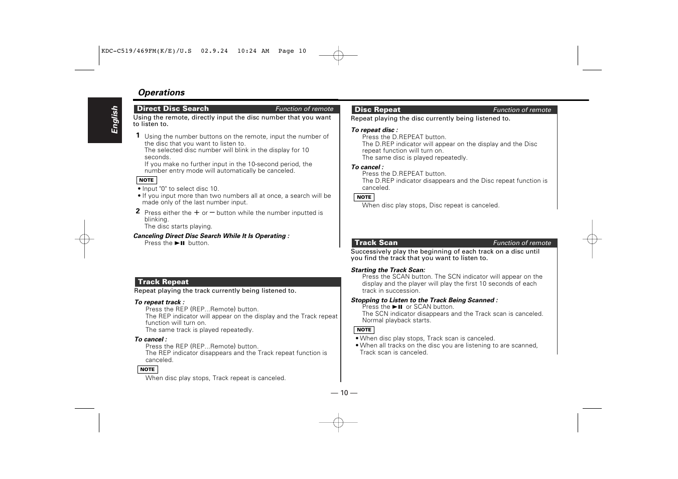 Kenwood KDC-C469FM User Manual | Page 10 / 80