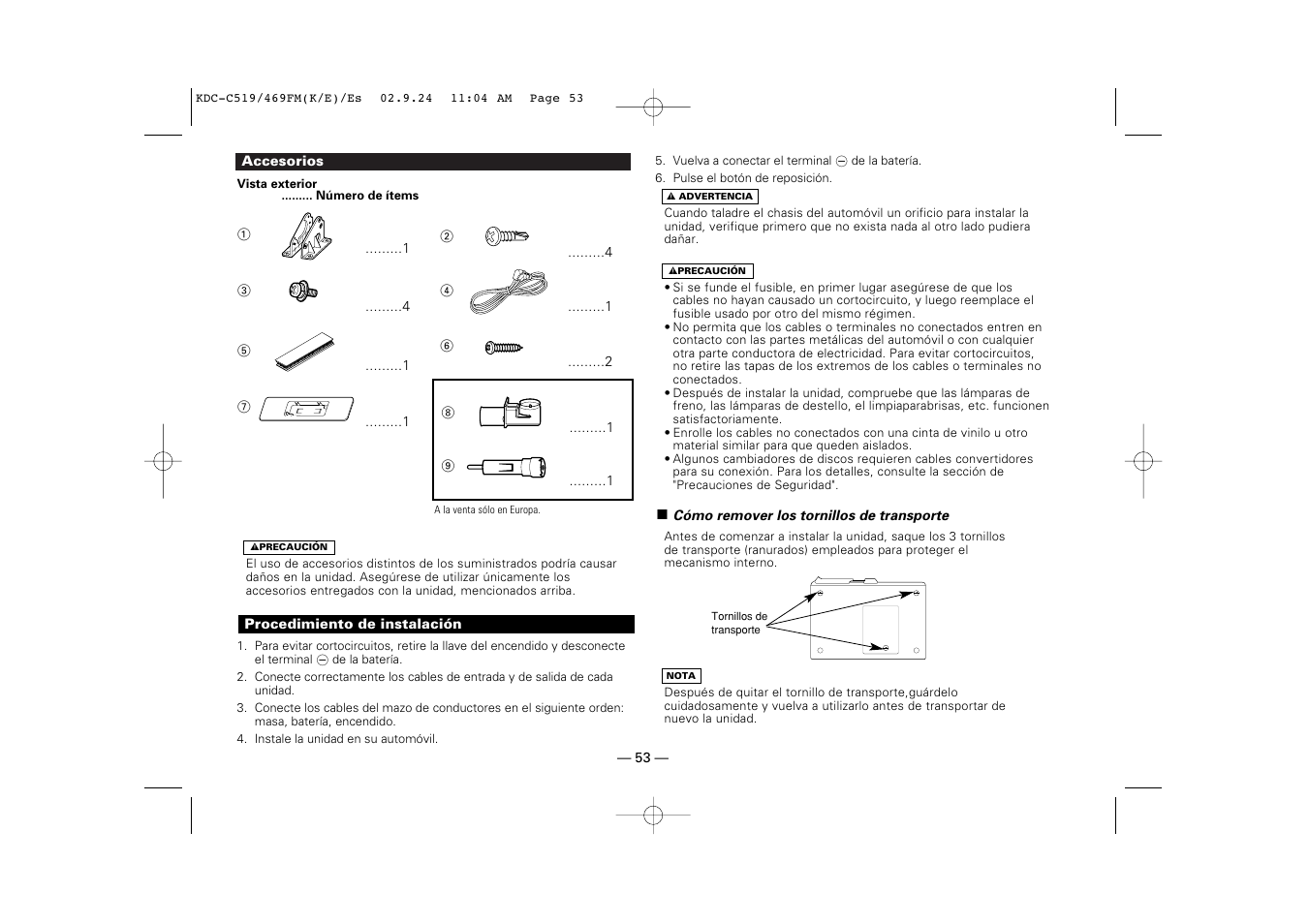 Instalacion | Kenwood KDC-C469FM User Manual | Page 53 / 80