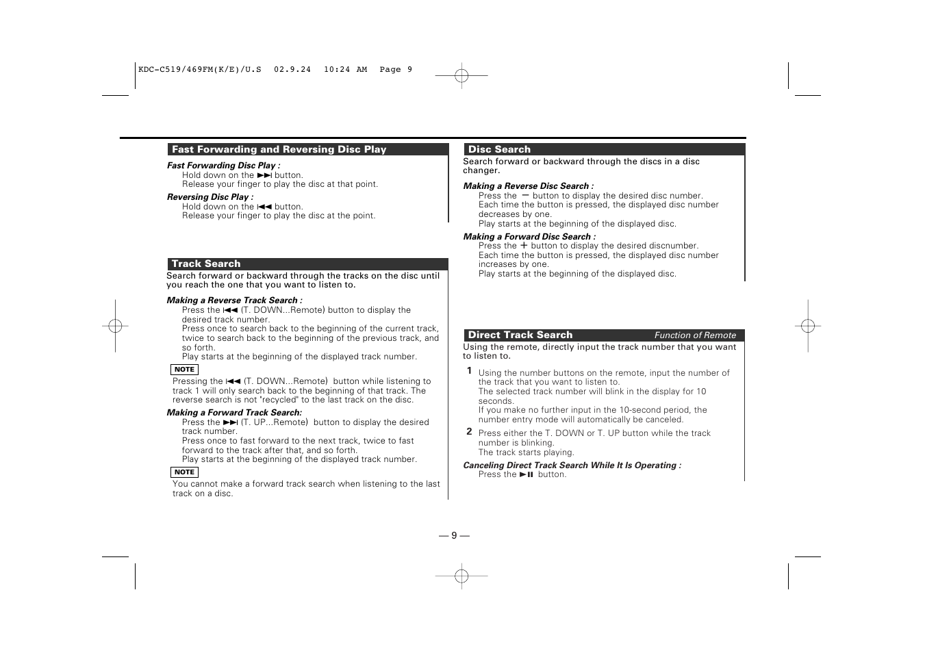 Kenwood KDC-C469FM User Manual | Page 9 / 80