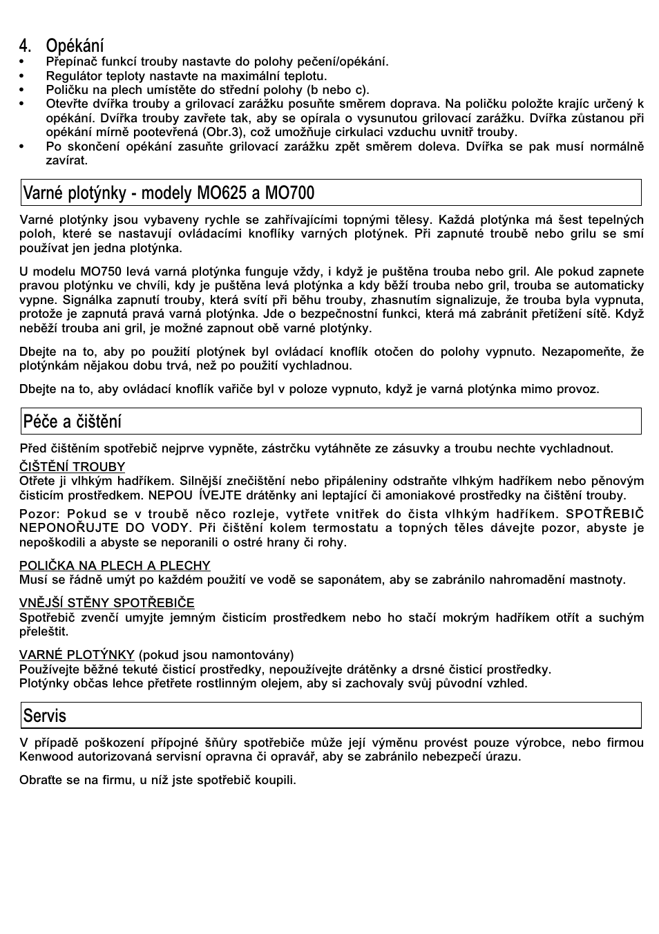 Opékání | Kenwood Mini Oven User Manual | Page 11 / 57