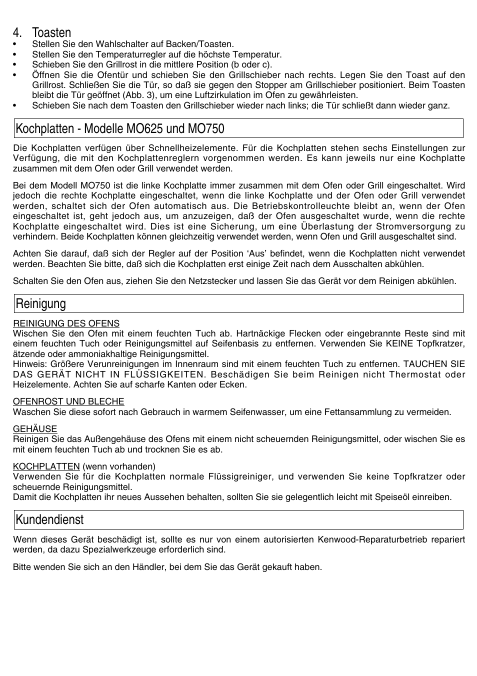 Toasten | Kenwood Mini Oven User Manual | Page 26 / 57