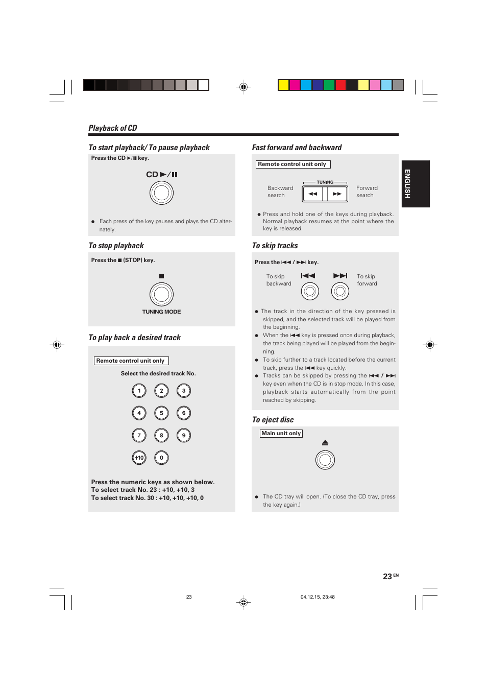 Fast forward and backward to skip tracks | Kenwood R-K701 User Manual | Page 23 / 48