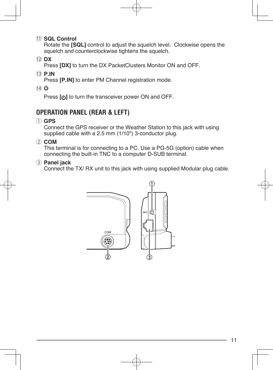 Operation panel (rear & left) | Kenwood TM-D710A User Manual | Page 17 / 51