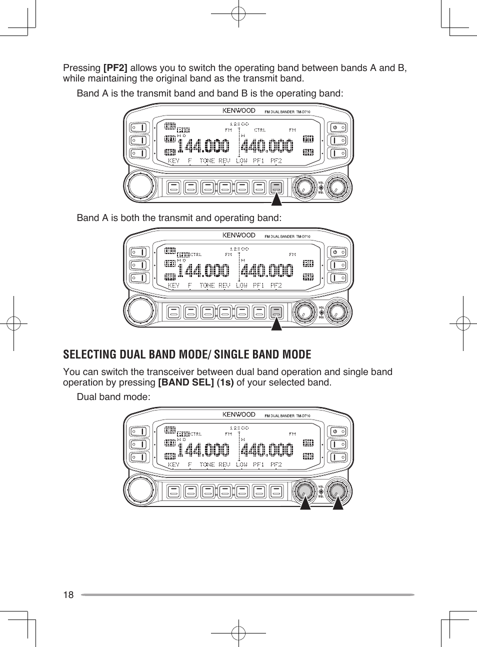 Selecting dual band mode/ single band mode | Kenwood TM-D710A User Manual | Page 24 / 51