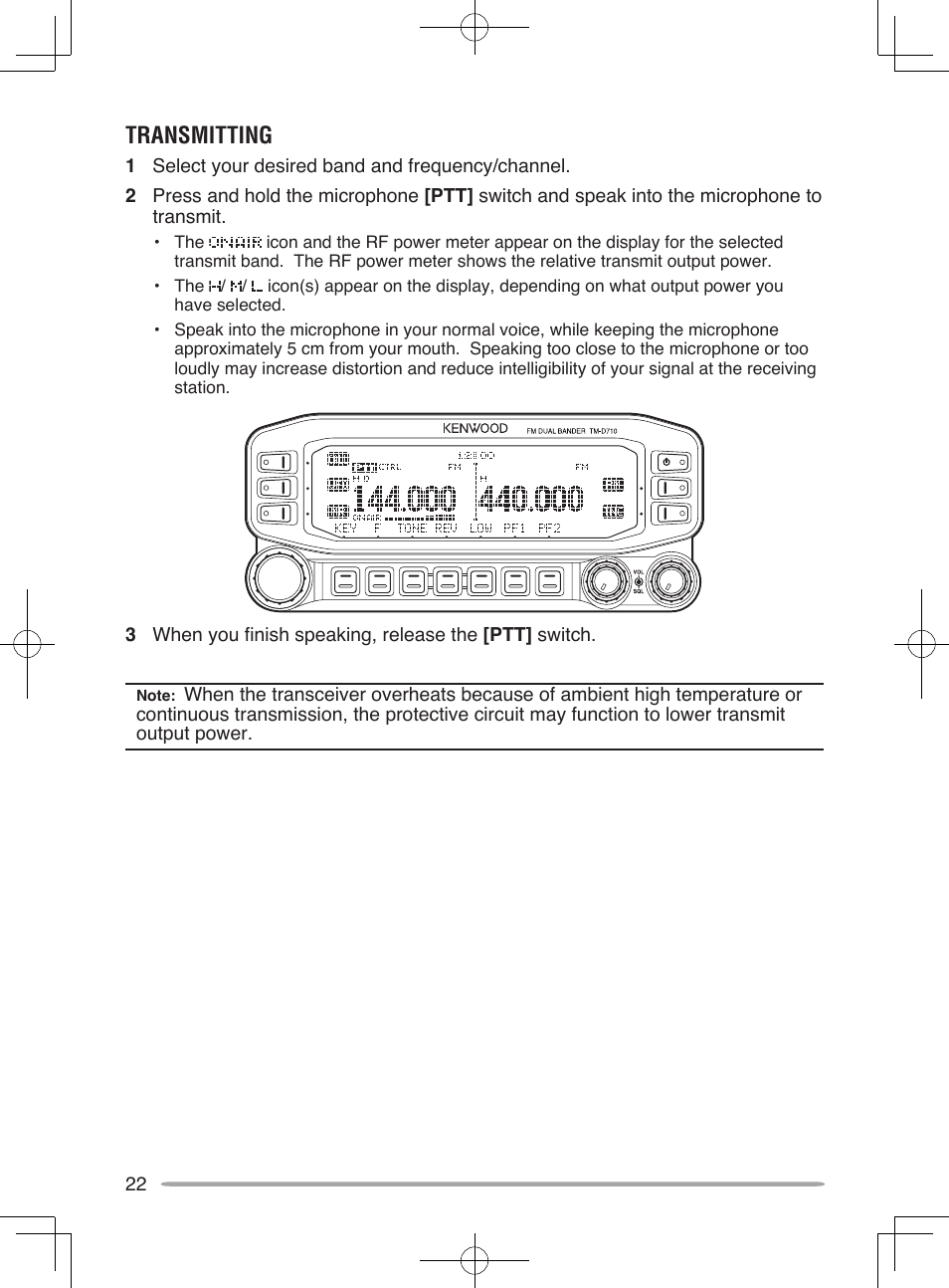 Transmitting | Kenwood TM-D710A User Manual | Page 28 / 51