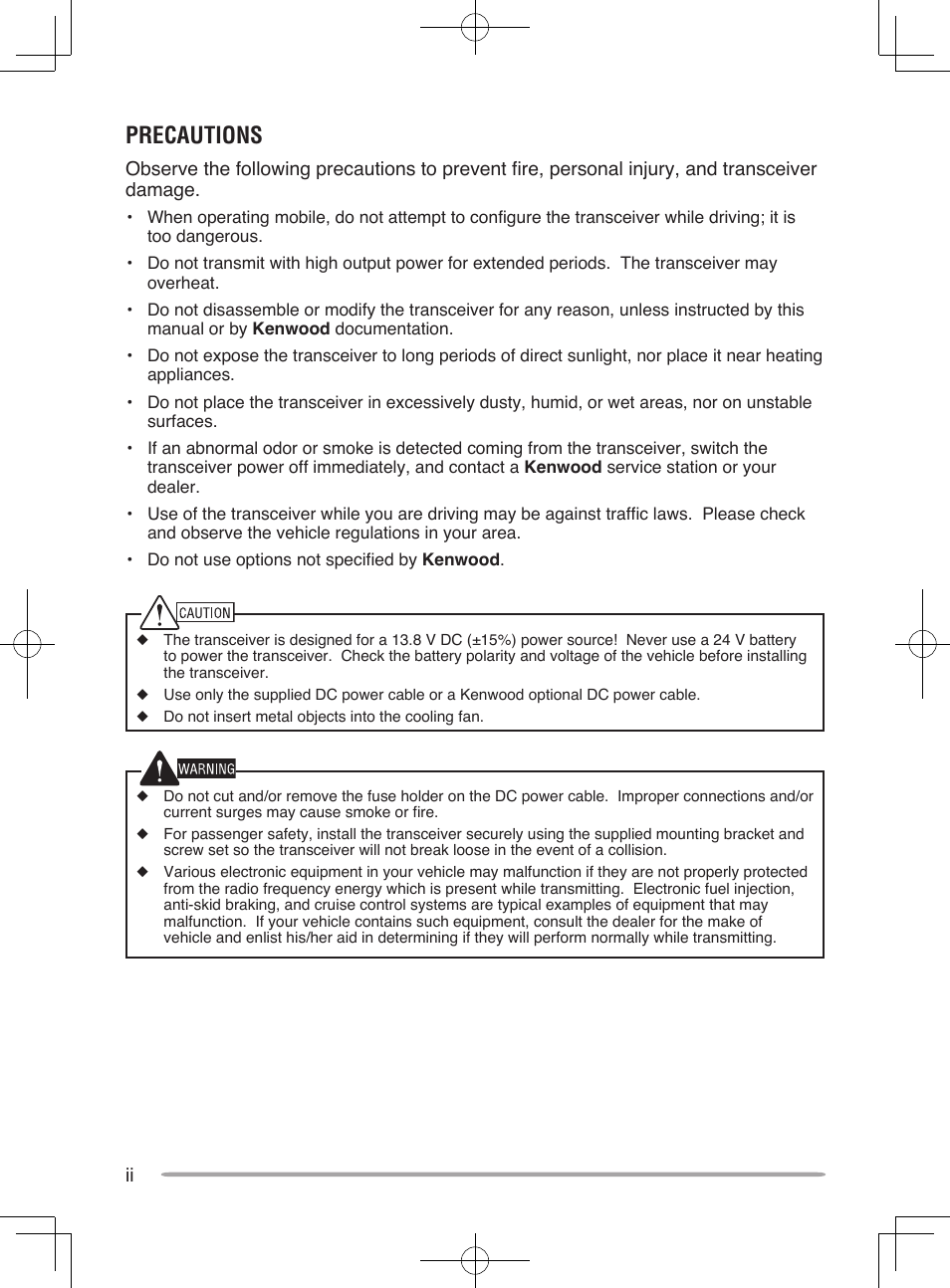 Precautions | Kenwood TM-D710A User Manual | Page 4 / 51