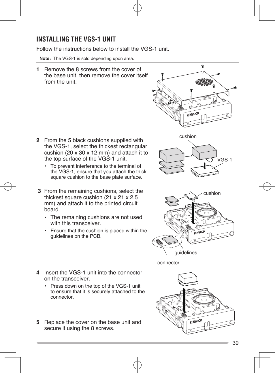 Installing the vgs-1 unit | Kenwood TM-D710A User Manual | Page 45 / 51