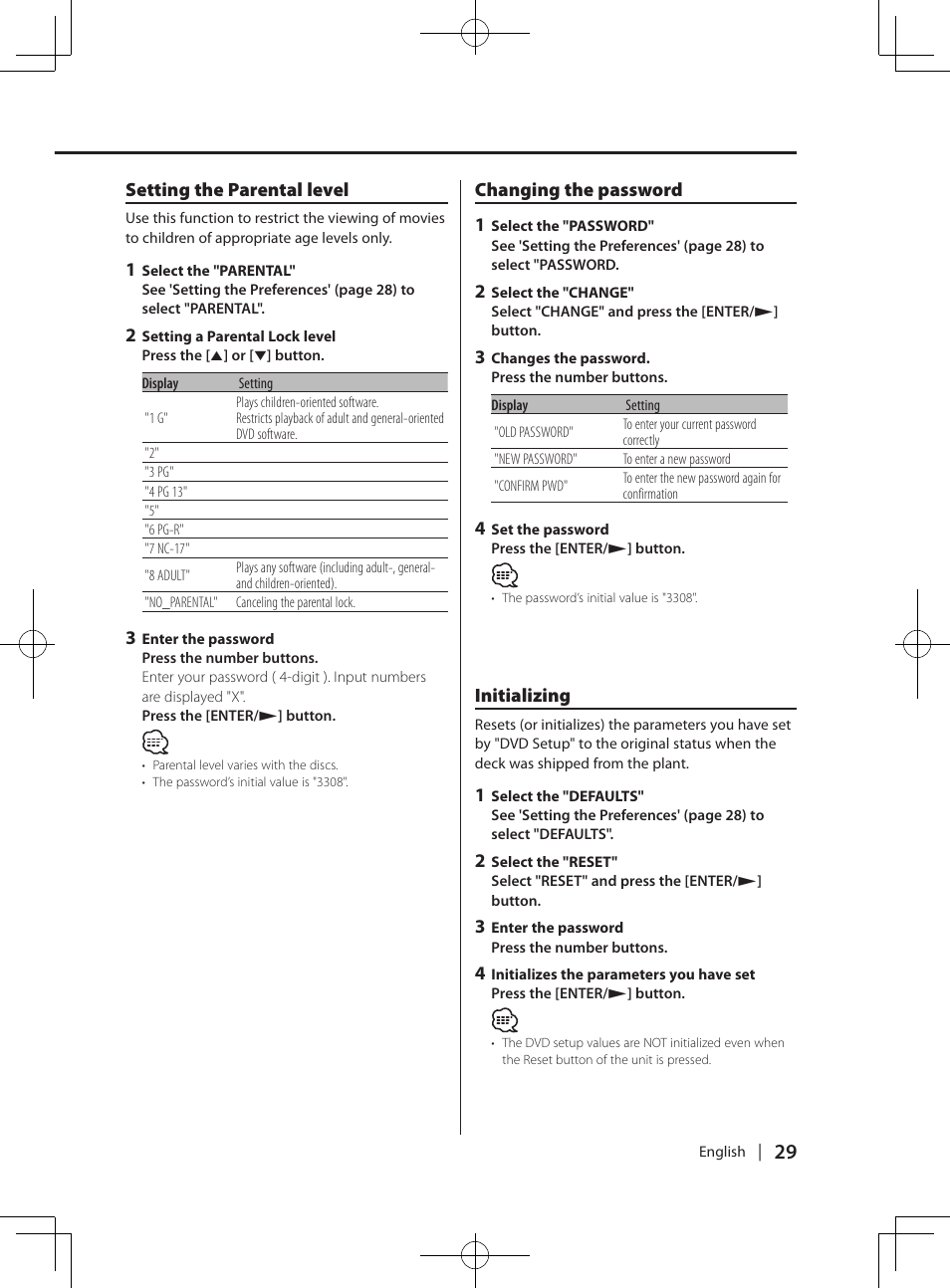 Dvd setup menu features | Kenwood KDV-MP765 User Manual | Page 29 / 42