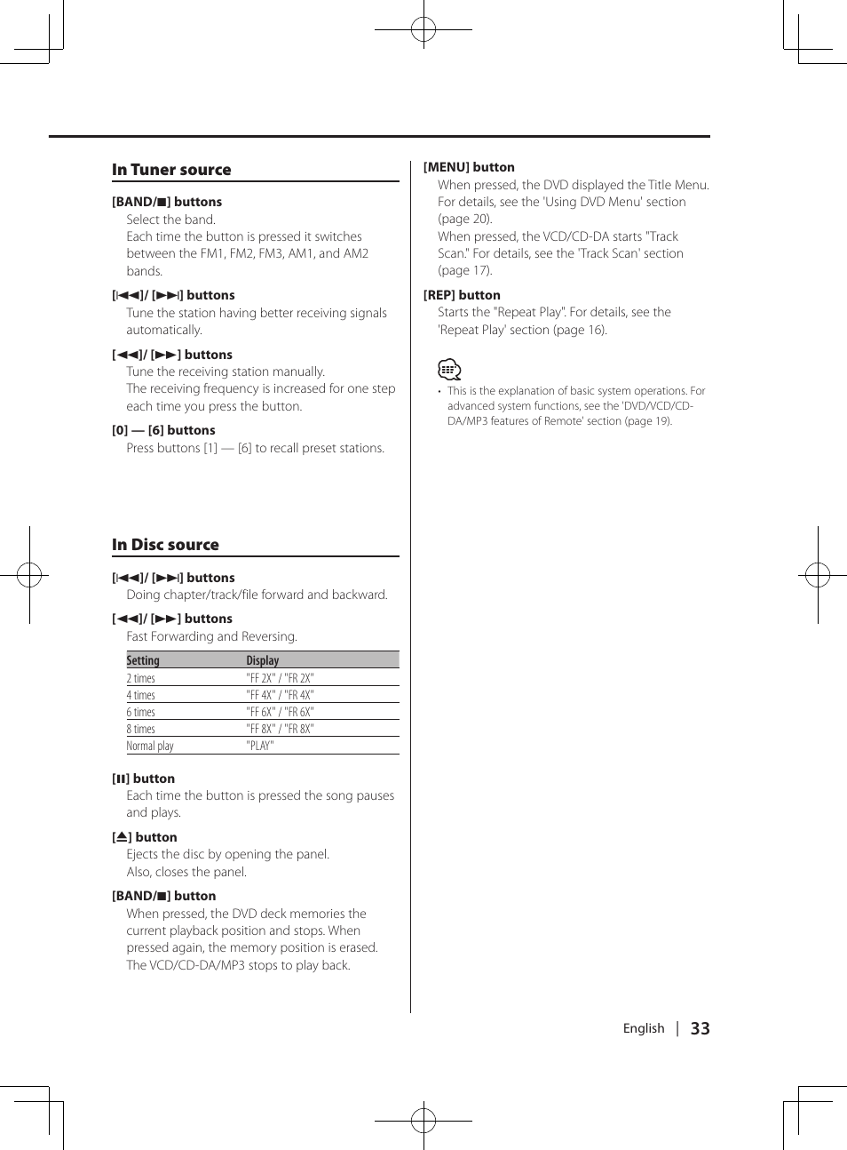 Basic operations of remote | Kenwood KDV-MP765 User Manual | Page 33 / 42