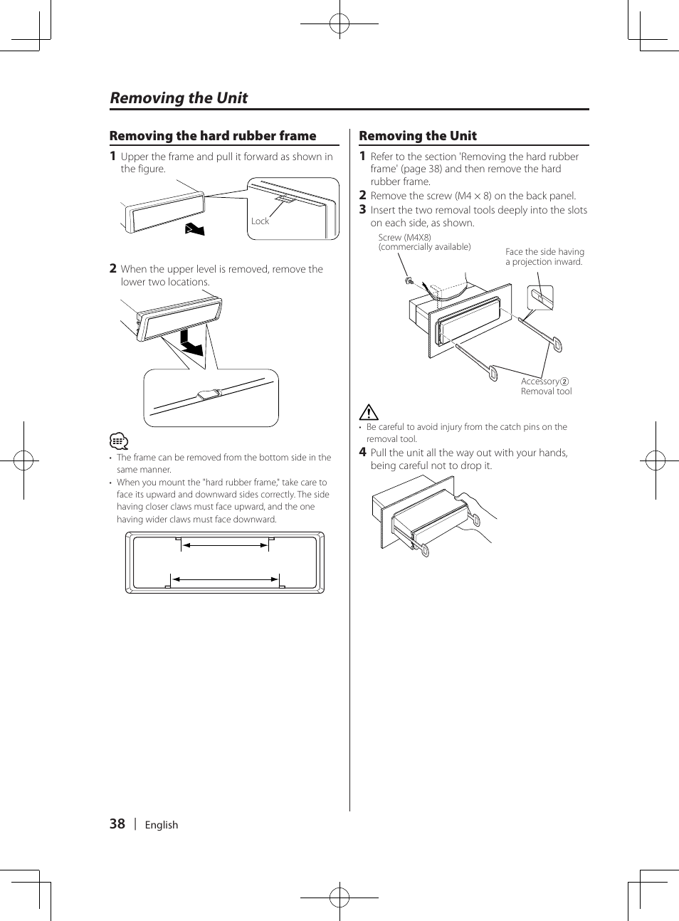 Removing the unit | Kenwood KDV-MP765 User Manual | Page 38 / 42