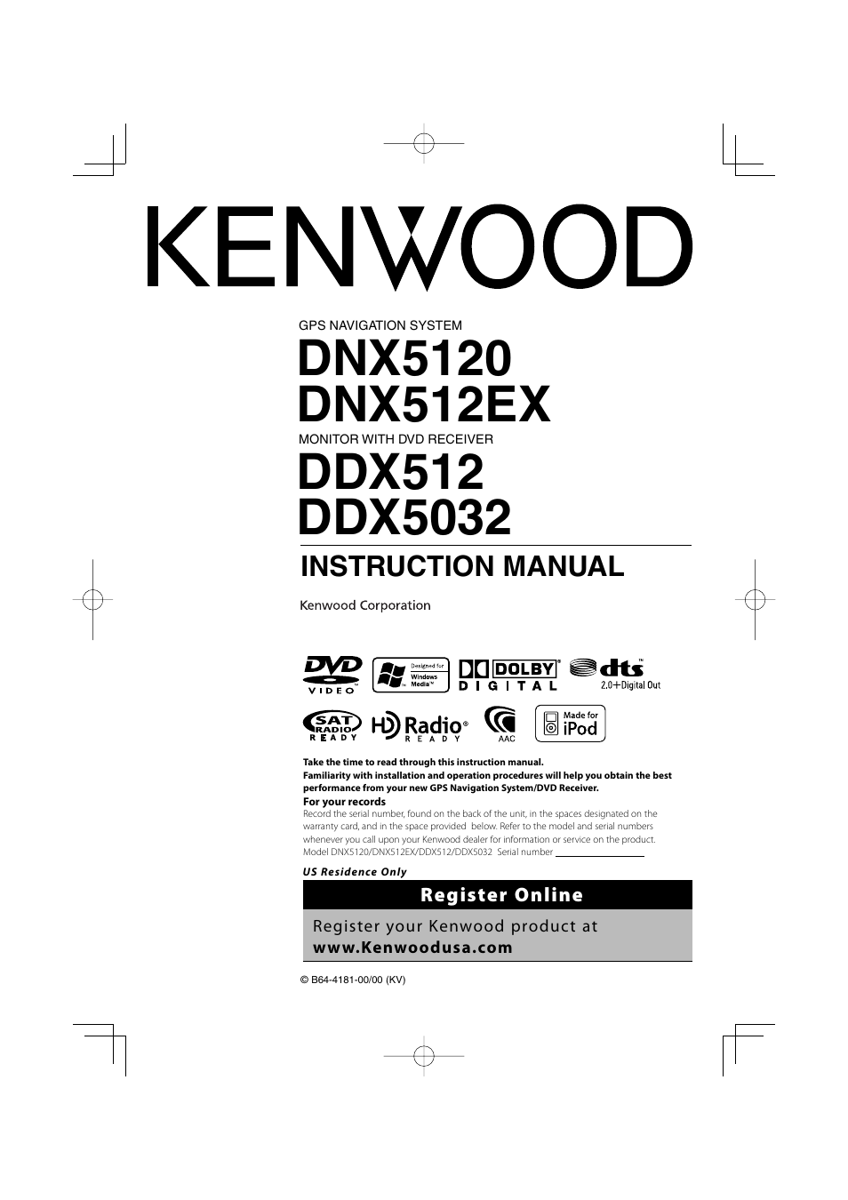 Kenwood DNX5120 User Manual | 100 pages