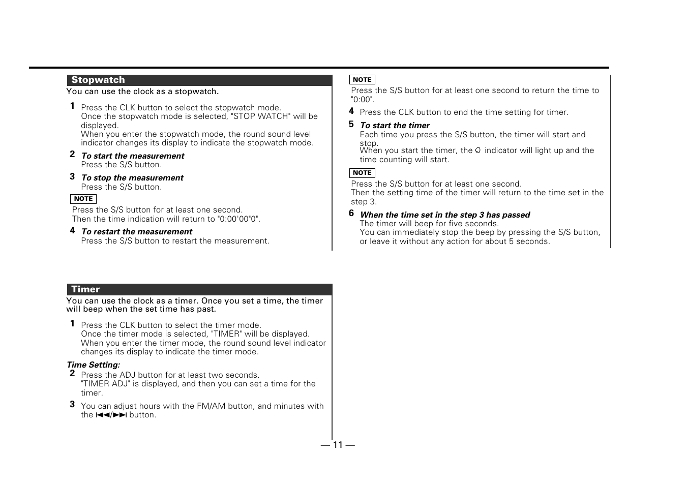 Stopwatch, Timer | Kenwood Z919 User Manual | Page 11 / 49