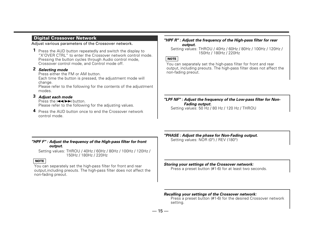 Digital crossover network | Kenwood Z919 User Manual | Page 15 / 49