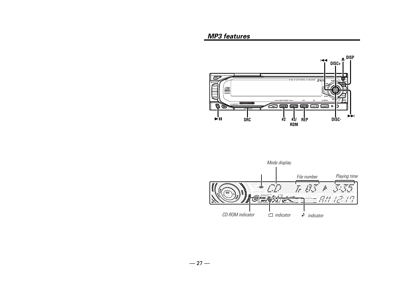 Mp3 features | Kenwood Z919 User Manual | Page 27 / 49