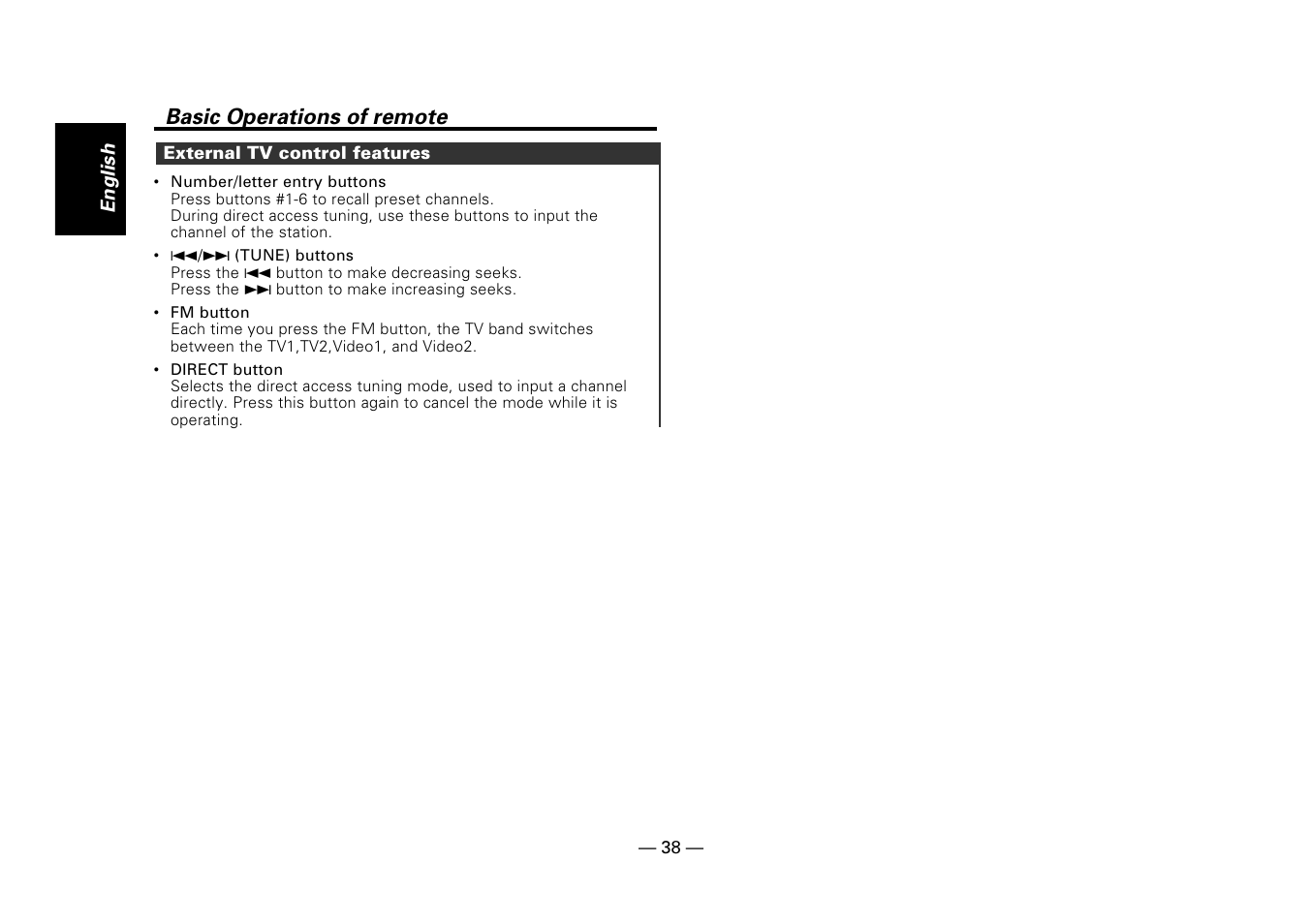 External tv control features | Kenwood Z919 User Manual | Page 38 / 49