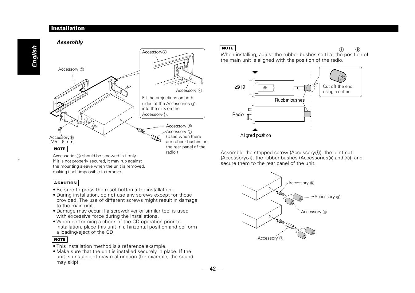 Installation, English | Kenwood Z919 User Manual | Page 42 / 49