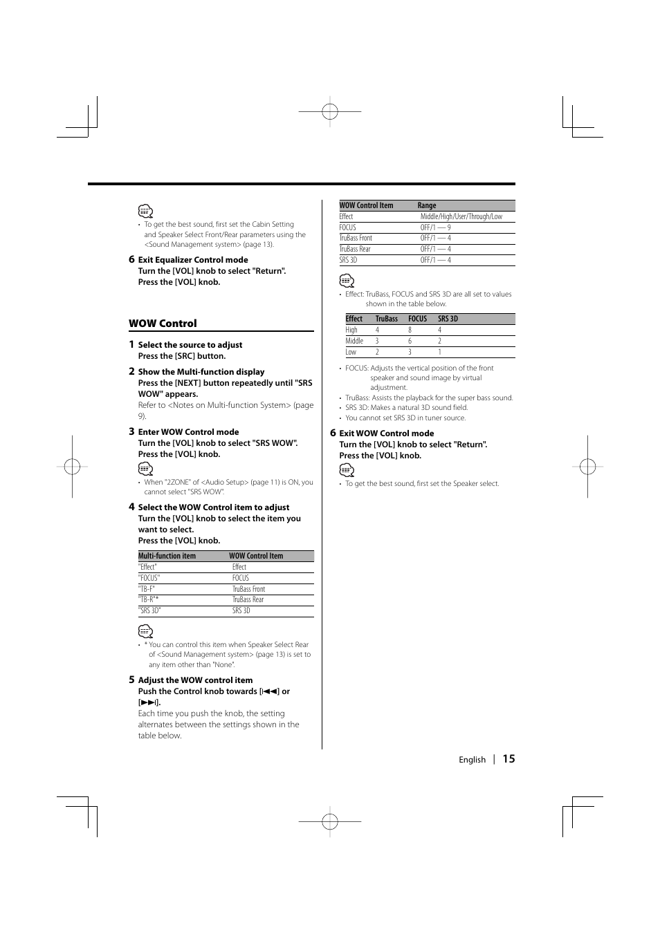 Wow control 1 | Kenwood KDC-PSW9531 User Manual | Page 15 / 64