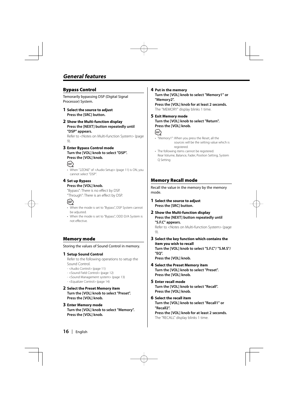 General features | Kenwood KDC-PSW9531 User Manual | Page 16 / 64