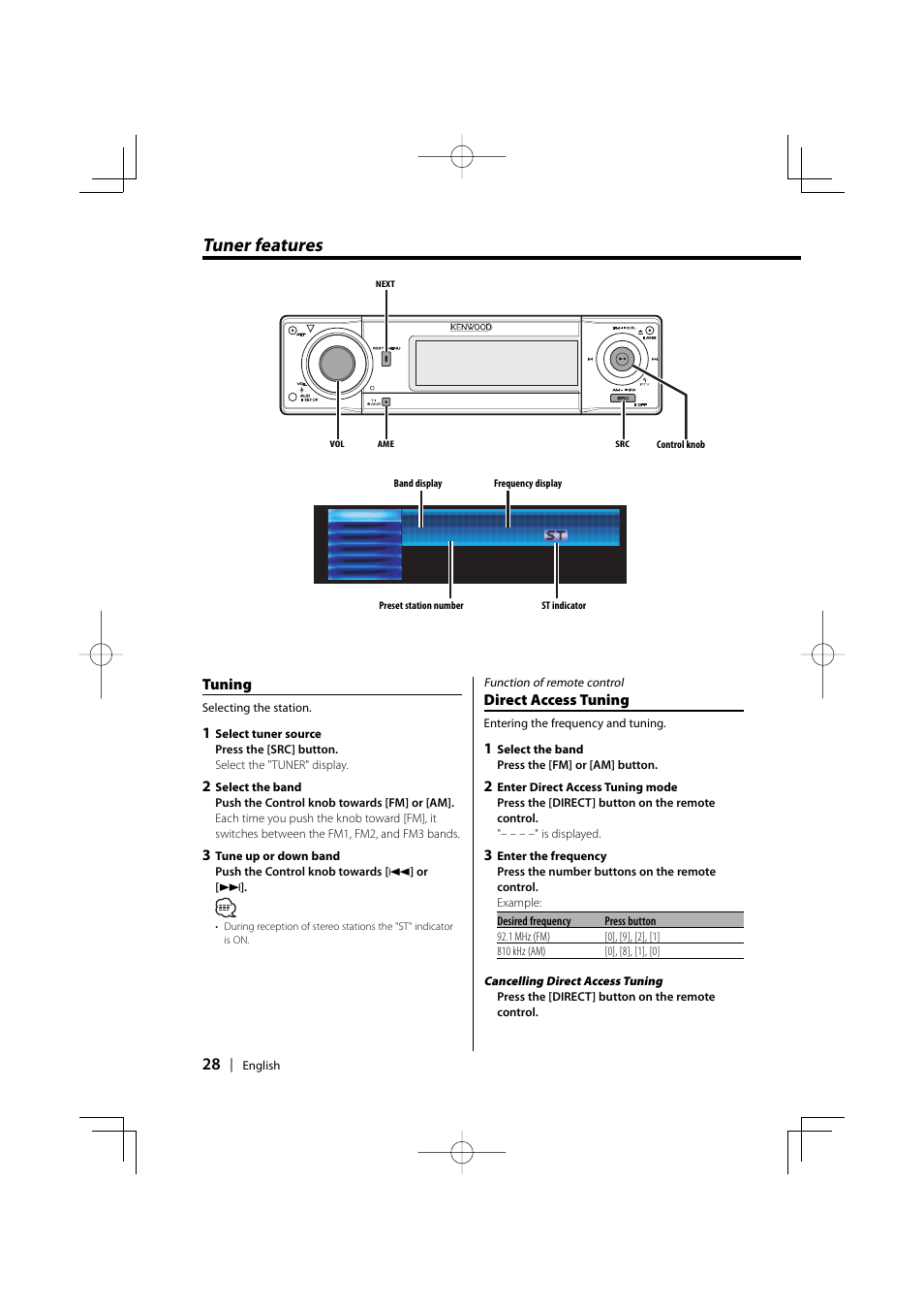 Tuner features | Kenwood KDC-PSW9531 User Manual | Page 28 / 64