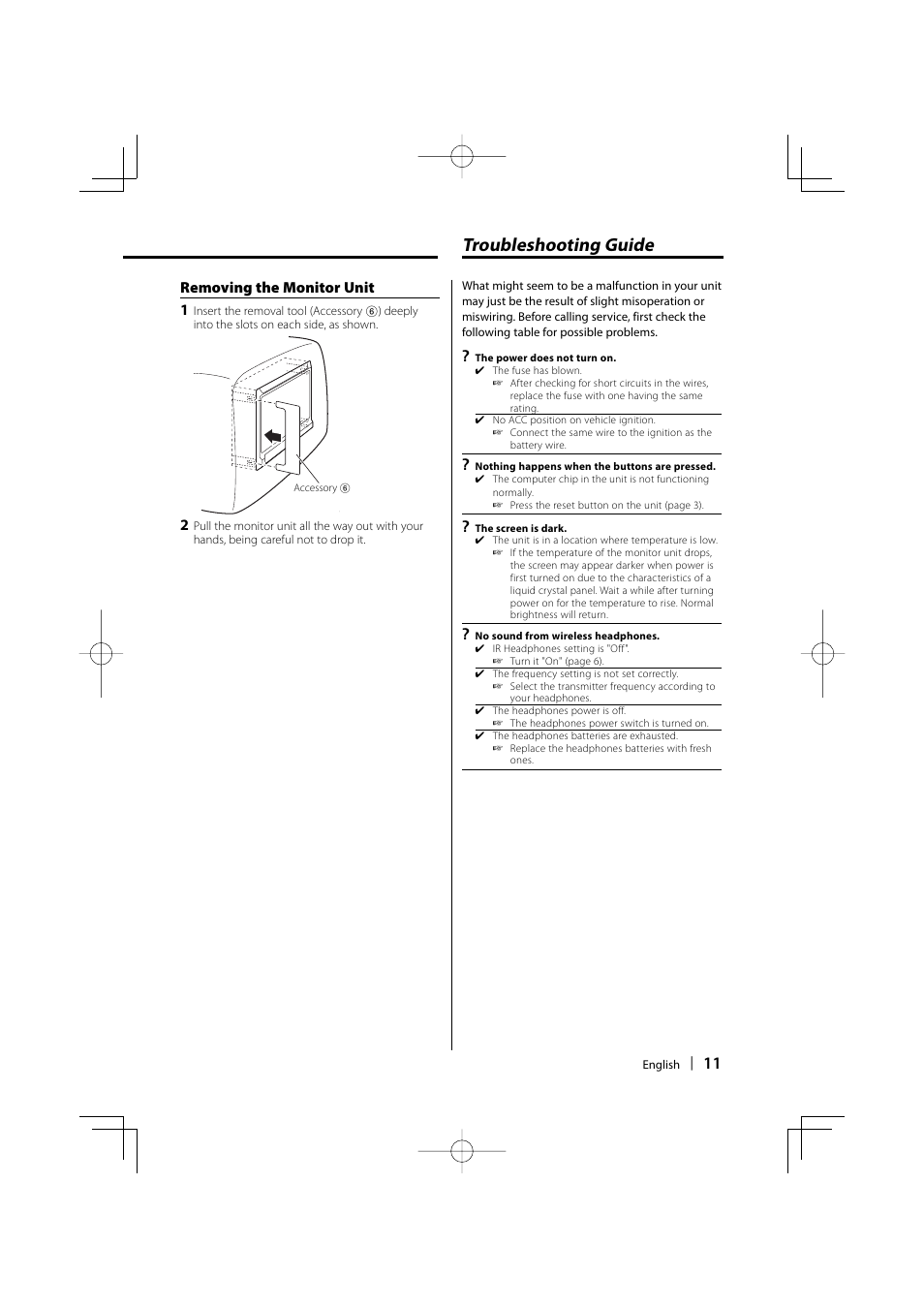 Troubleshooting guide | Kenwood LZ-702IR User Manual | Page 11 / 96