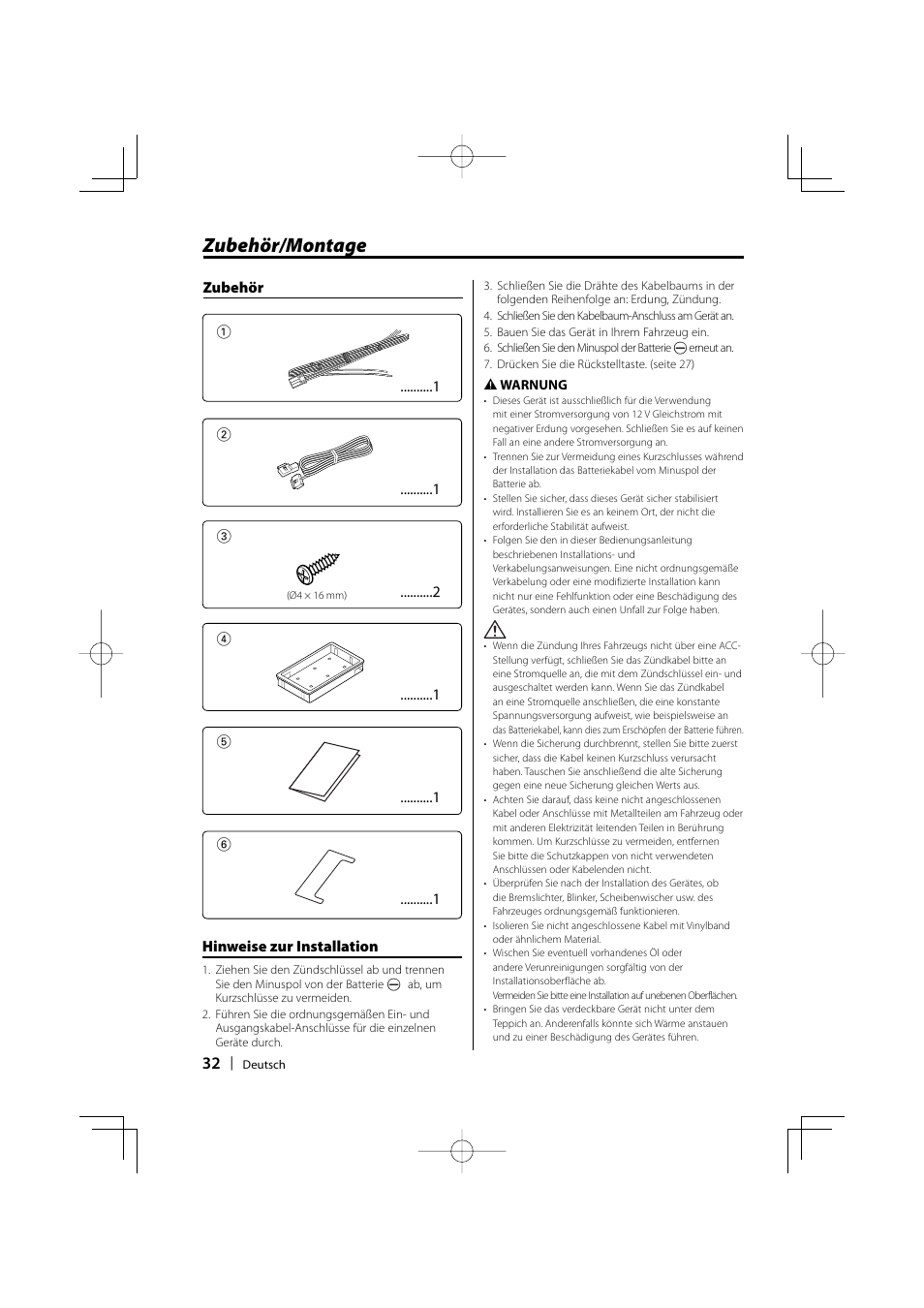 Zubehör/montage | Kenwood LZ-702IR User Manual | Page 32 / 96