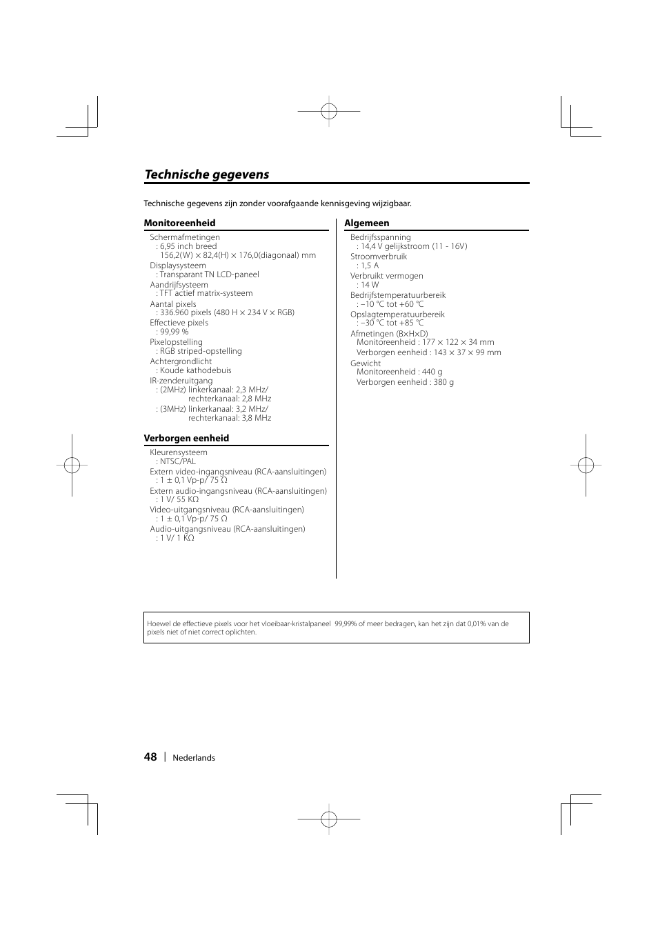 Technische gegevens | Kenwood LZ-702IR User Manual | Page 48 / 96