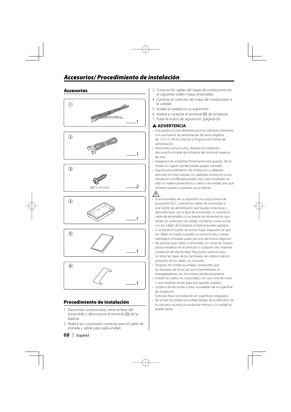 Accesorios/ procedimiento de instalación | Kenwood LZ-702IR User Manual | Page 68 / 96