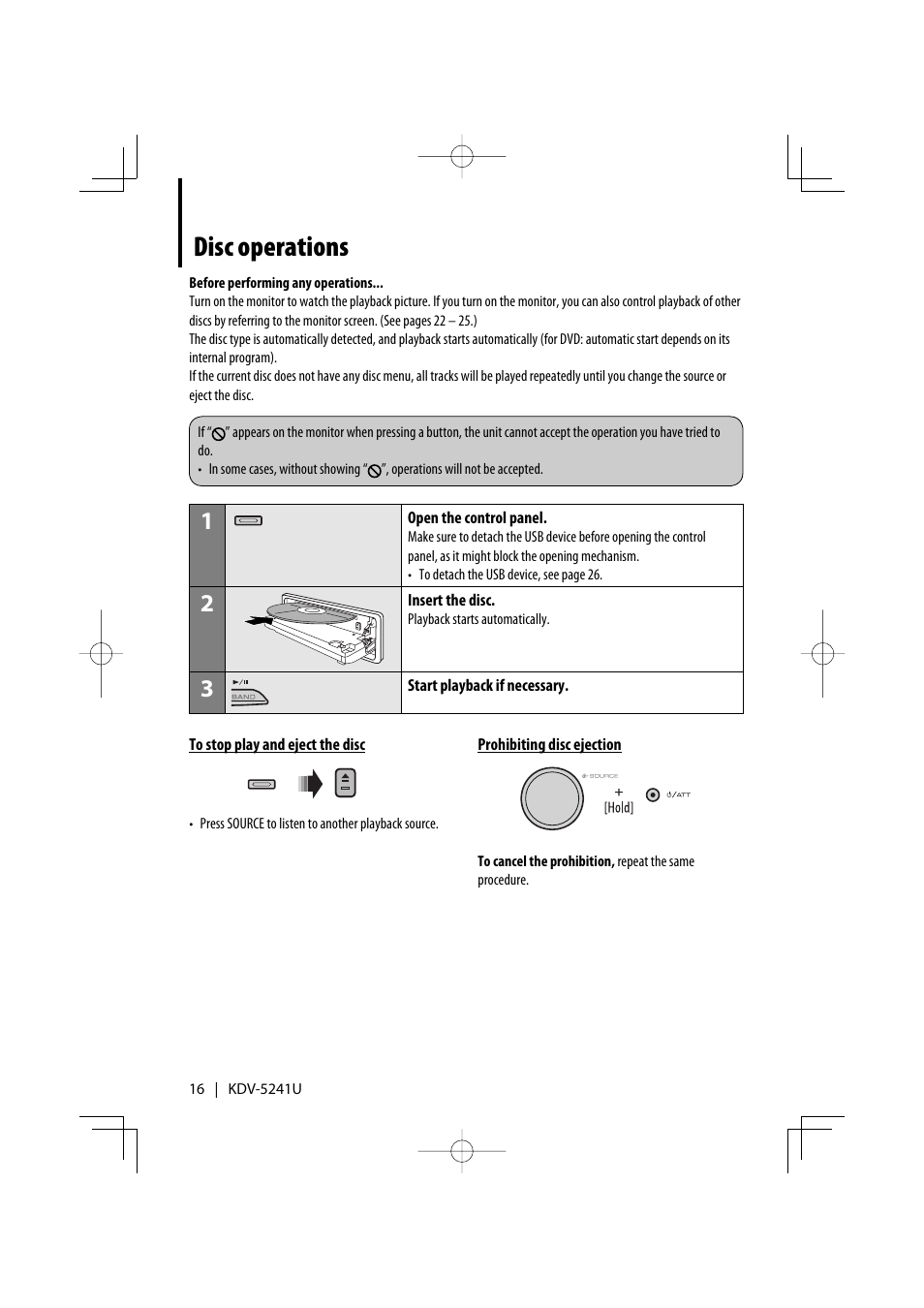 Disc operations | Kenwood KDV-5241U User Manual | Page 16 / 55