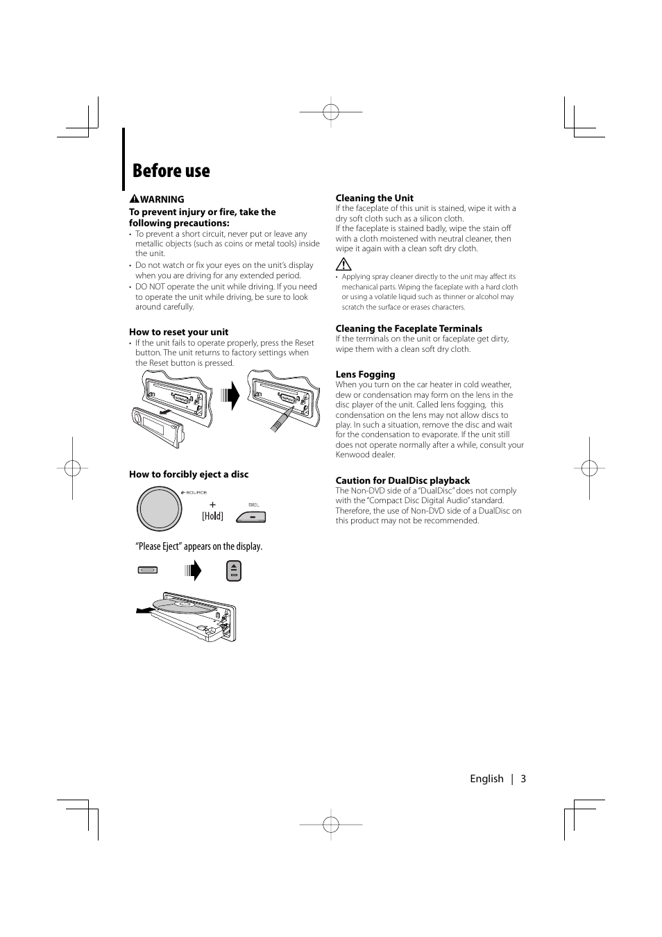 Before use | Kenwood KDV-5241U User Manual | Page 3 / 55