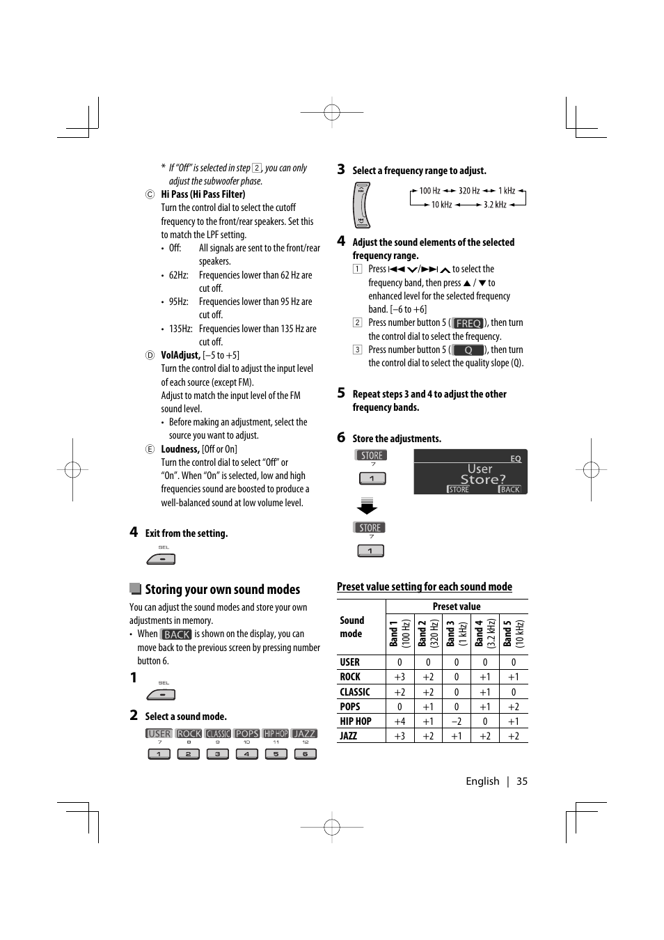 Storing your own sound modes | Kenwood KDV-5241U User Manual | Page 35 / 55