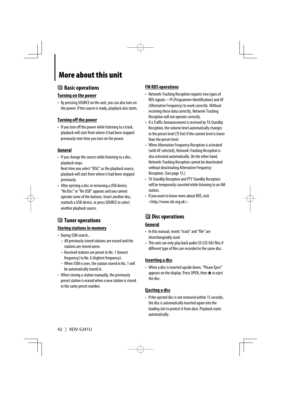 More about this unit | Kenwood KDV-5241U User Manual | Page 42 / 55