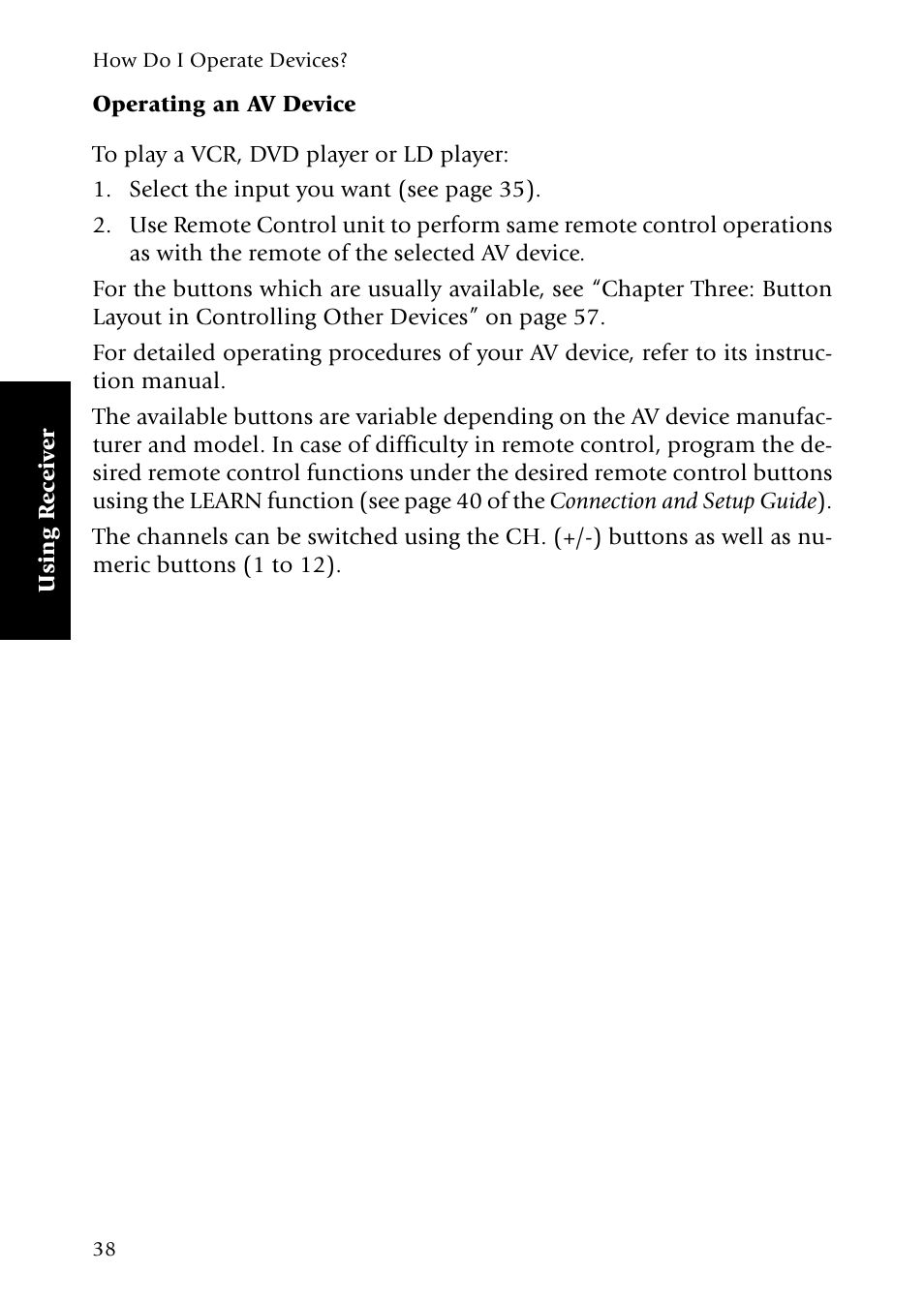 Operating an av device | Kenwood Sovereign VR-5080 User Manual | Page 46 / 88