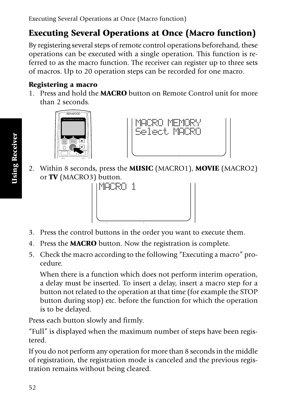 Registering a macro | Kenwood Sovereign VR-5080 User Manual | Page 60 / 88