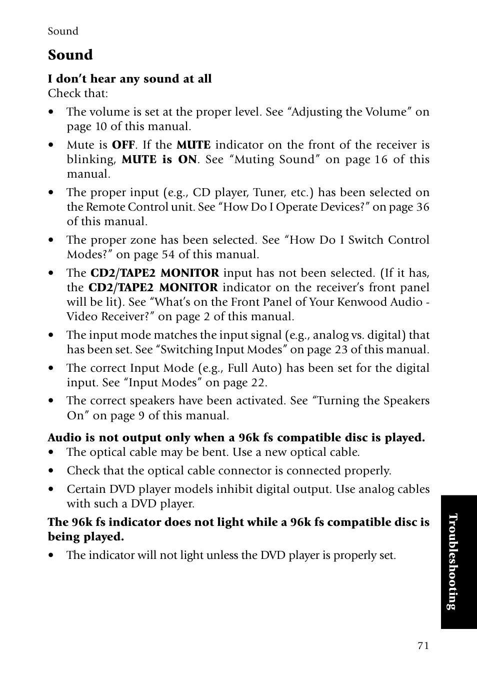 Sound, I don’t hear any sound at all | Kenwood Sovereign VR-5080 User Manual | Page 79 / 88