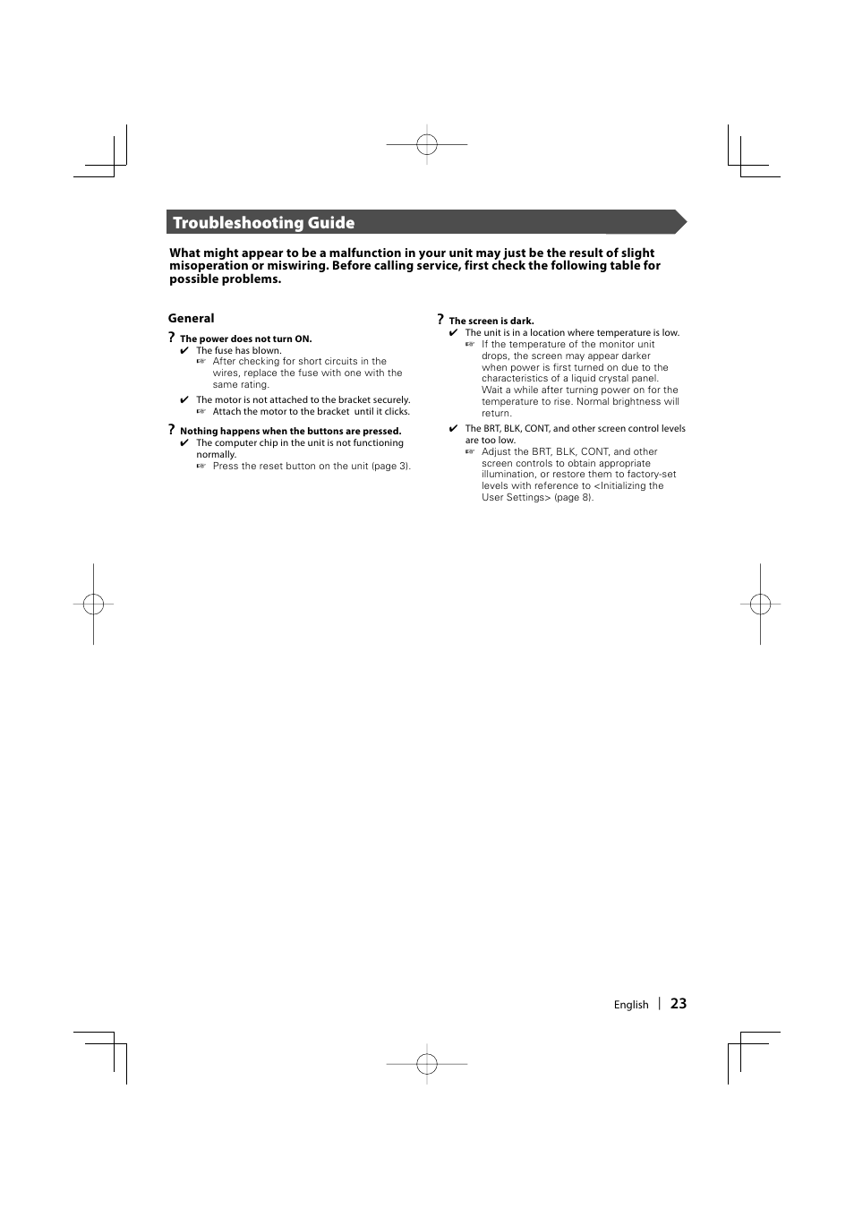 Troubleshooting guide | Kenwood LZ-760R User Manual | Page 23 / 24